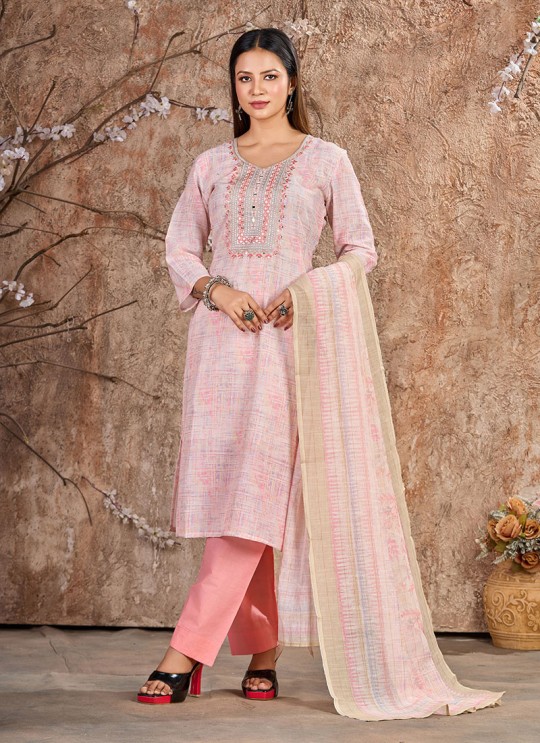 Pink Linen Cotton Resham Ready-Made Salwar Kameez K-9020 Pink Linen Cotton Resham Ready-Made Salwar Kameez K-9020