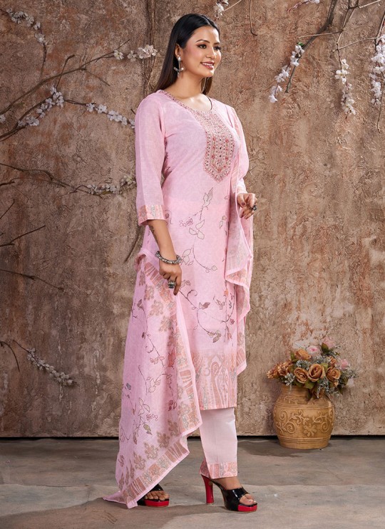 Pink Linen Cotton Resham Ready-Made Salwar Kameez K-9022 Pink Linen Cotton Resham Ready-Made Salwar Kameez K-9022