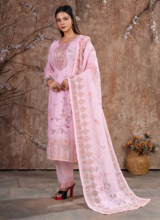 Pink Linen Cotton Resham Ready-Made Salwar Kameez K-9022 Pink Linen Cotton Resham Ready-Made Salwar Kameez K-9022