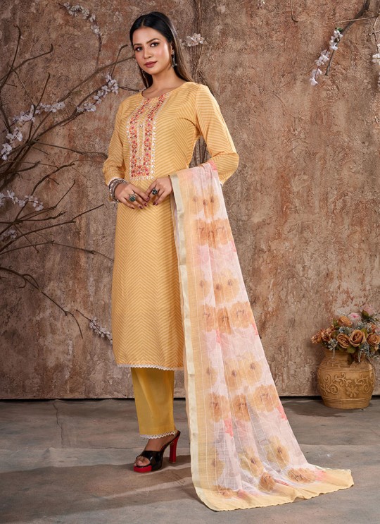 Yellow Linen Cotton Resham Ready-Made Salwar Kameez K-9023 Yellow Linen Cotton Resham Ready-Made Salwar Kameez K-9023