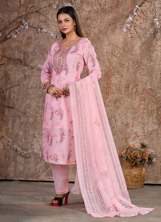 Pink Linen Cotton Resham Ready-Made Salwar Kameez K-9024 Pink Linen Cotton Resham Ready-Made Salwar Kameez K-9024