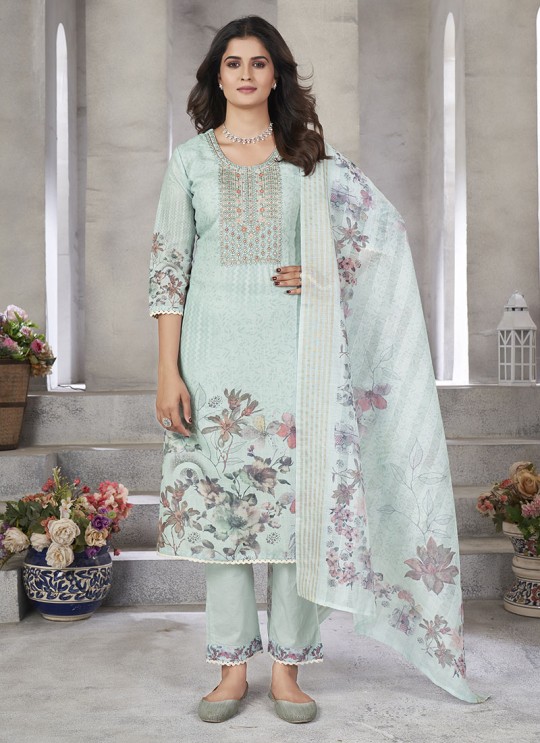 Pista Green Linen Cotton Resham Ready-Made Salwar Kameez K-9030 Pista Green Linen Cotton Resham Ready-Made Salwar Kameez K-9030