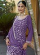 K-9054C Purple Georgette Embroidered Semi-Stitched Palazzo Suit