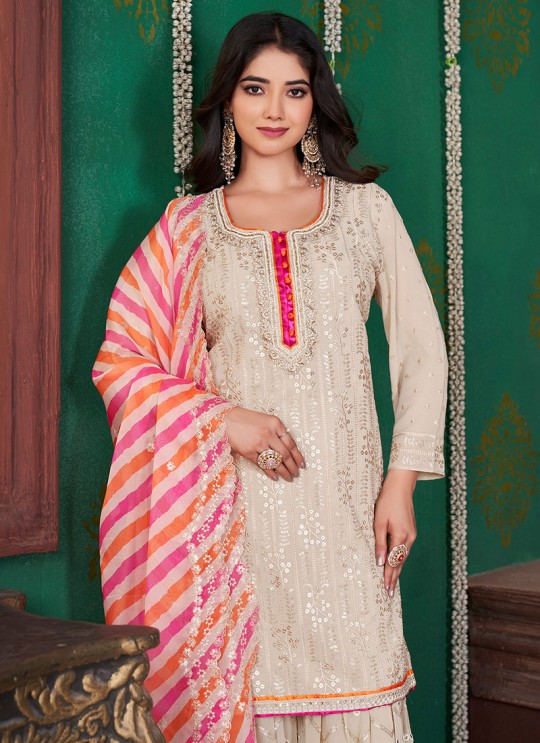 Chiku Georgette Embroidered Ready-Made Garara Suit K-9055 Chiku Georgette Embroidered Ready-Made Garara Suit K-9055