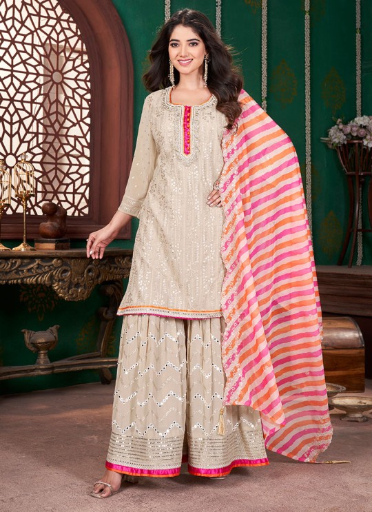 Chiku Georgette Embroidered Ready-Made Garara Suit K-9055 Chiku Georgette Embroidered Ready-Made Garara Suit K-9055