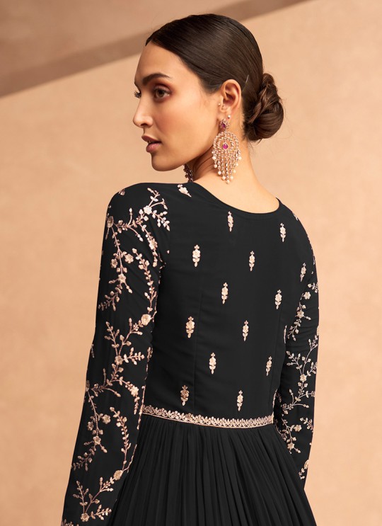 9487D Black Georgette Embroidered Semi-Stitched Gown 9487D Black Georgette Embroidered Semi-Stitched Gown
