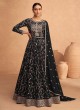 9487D Black Georgette Embroidered Semi-Stitched Gown