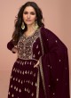 Maroon Vichitra Silk Embroidered Semi-Stitched Alia Cut Suit KM-9691C Maroon Vichitra Silk Embroidered Semi-Stitched Alia Cut Suit KM-9691C