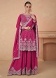 9911 Colours By Kilruba Georgette Magenta Embroidered Palazzo Suit 9911 Colours By Kilruba Georgette Magenta Embroidered Palazzo Suit