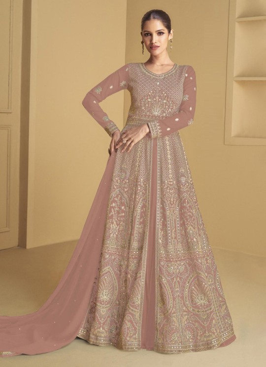 Pieach Georgette Embroidered Semi-Stitched Anarkali Suit 9973E Pieach Georgette Embroidered Semi-Stitched Anarkali Suit 9973E