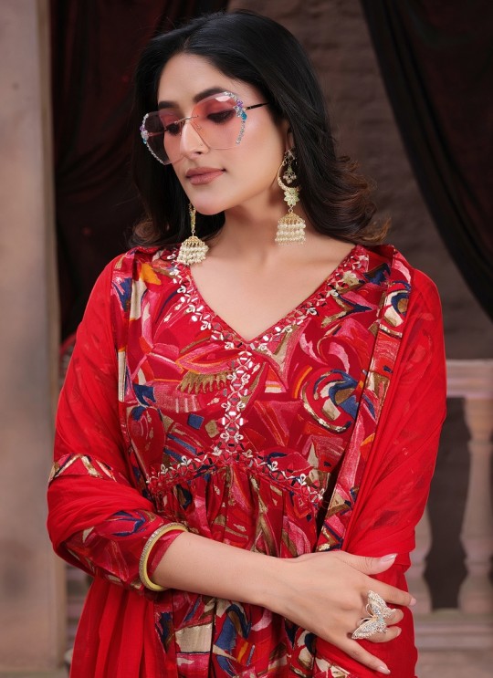 Red Rayon Alia Cut Readymade Salwar Kameez Alia Vol-1 2222 Red Rayon Alia Cut Readymade Salwar Kameez Alia Vol-1 2222