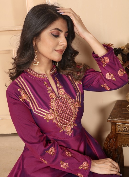 Purple Silk Readymade Gown | Heavy Embroidery ARMANI VOL-1 51061 Purple Silk Readymade Gown | Heavy Embroidery ARMANI VOL-1 51061