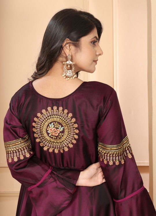 Maroon Silk Readymade Gown | Heavy Embroidery ARMANI VOL-1 51064 Maroon Silk Readymade Gown | Heavy Embroidery ARMANI VOL-1 51064