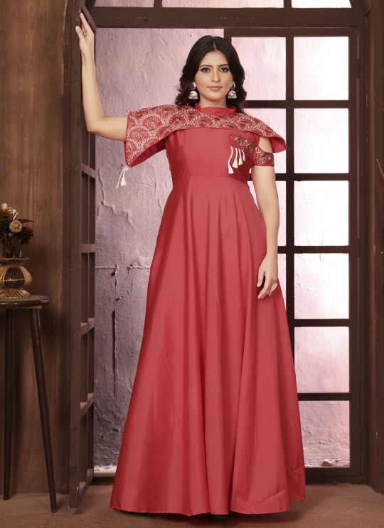 Rose Pink Silk Readymade Gown | Heavy Embroidery ARMANI VOL-2 51065