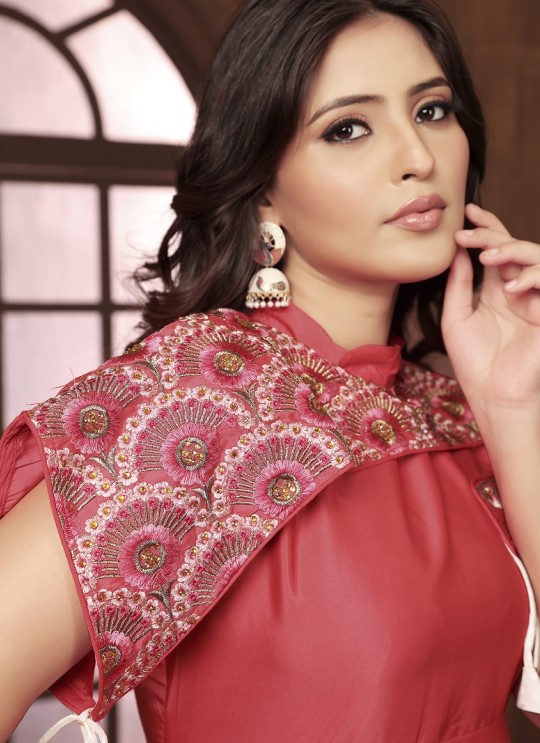 Rose Pink Silk Readymade Gown | Heavy Embroidery ARMANI VOL-2 51065
