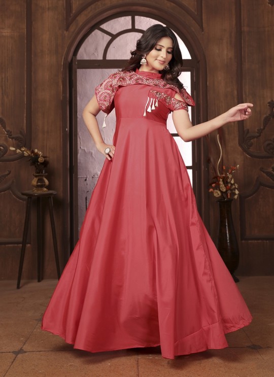 Rose Pink Silk Readymade Gown | Heavy Embroidery ARMANI VOL-2 51065