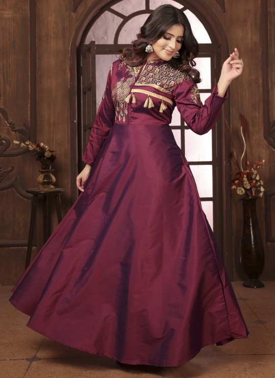 Maroon Silk Readymade Gown | Heavy Embroidery ARMANI VOL-2 51066 Maroon Silk Readymade Gown | Heavy Embroidery ARMANI VOL-2 51066