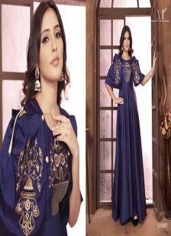 Navy Blue Silk Readymade Gown | Heavy Embroidery ARMANI VOL-2 51067