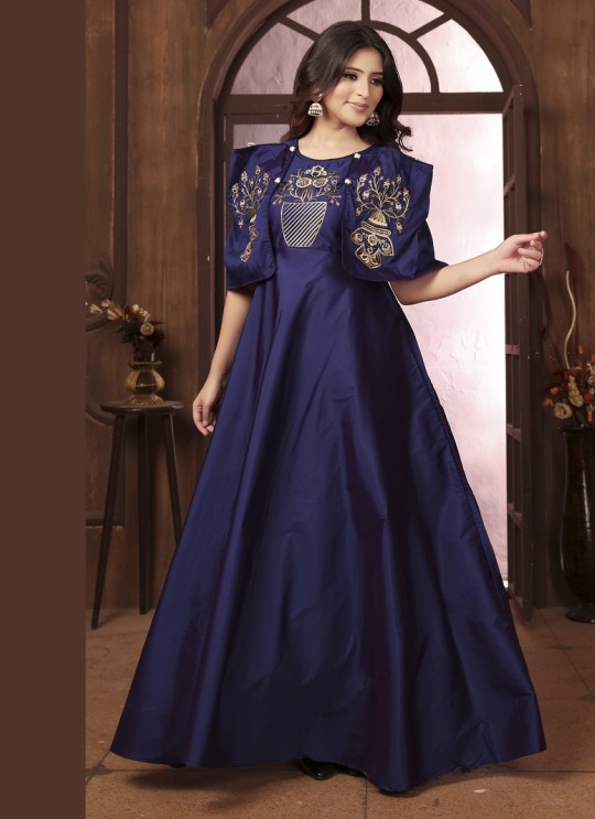 Navy Blue Silk Readymade Gown | Heavy Embroidery ARMANI VOL-2 51067