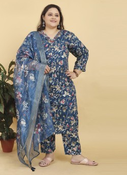 Blue Rayon Readymade Salwar Kameez Big Size Angle Vol-1 8638