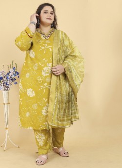 Yellow Rayon Readymade Salwar Kameez Big Size Angle Vol-2 8641