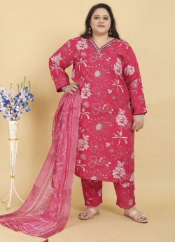 Pink Rayon Readymade Salwar Kameez Big Size Angle Vol-2 8643