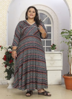 Multicolor Rayon Readymade Long Kurti | Printed BADNI 8608