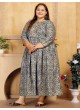 Blue Rayon Readymade Long Kurti | Digital Print BIG SIZE VOL-01 8604 Blue Rayon Readymade Long Kurti | Digital Print BIG SIZE VOL-01 8604