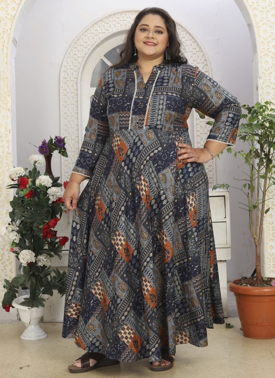 Multicolor Rayon Readymade Long Kurti | Digital Print BIG SIZE VOL-01 8616