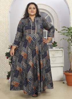 Multicolor Rayon Readymade Long Kurti | Digital Print BIG SIZE VOL-01 8616