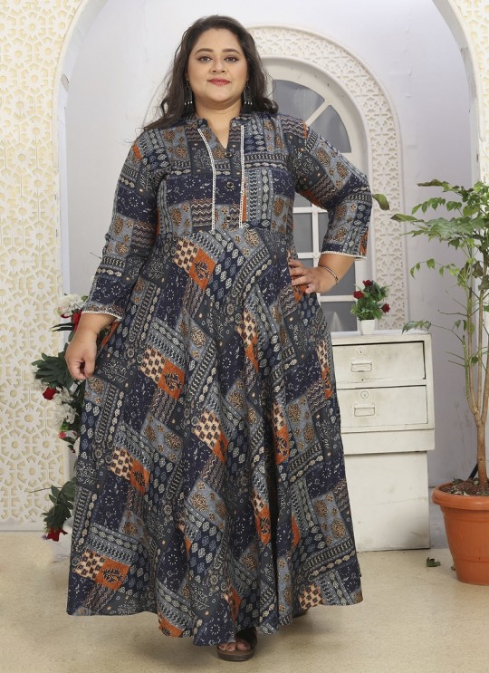 Multicolor Rayon Readymade Long Kurti | Digital Print BIG SIZE VOL-01 8616