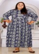 Navy Blue Rayon Readymade Long Kurti | Digital Print BIG SIZE VOL-02 8605 Navy Blue Rayon Readymade Long Kurti | Digital Print BIG SIZE VOL-02 8605