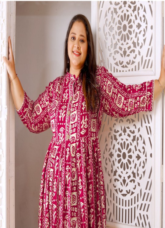Rani Pink Rayon Readymade Long Kurti | Digital Print BIG SIZE VOL-02 8606 Rani Pink Rayon Readymade Long Kurti | Digital Print BIG SIZE VOL-02 8606