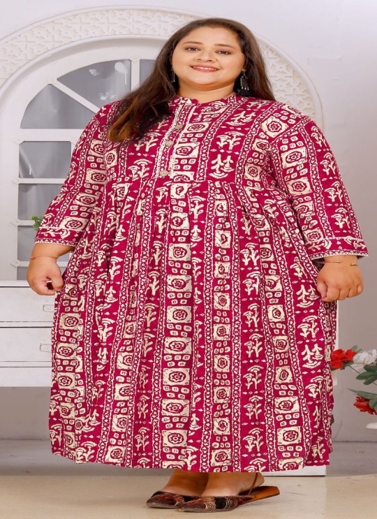 Rani Pink Rayon Readymade Long Kurti | Digital Print BIG SIZE VOL-02 8606 Rani Pink Rayon Readymade Long Kurti | Digital Print BIG SIZE VOL-02 8606