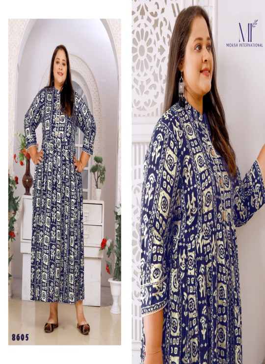 Navy Blue Rayon Readymade Long Kurti | Digital Print BIG SIZE VOL-02 8605 Navy Blue Rayon Readymade Long Kurti | Digital Print BIG SIZE VOL-02 8605