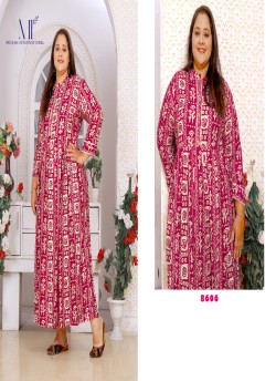 Rani Pink Rayon Readymade Long Kurti | Digital Print BIG SIZE VOL-02 8606
