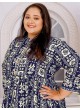 Navy Blue Rayon Readymade Long Kurti | Digital Print BIG SIZE VOL-02 8605