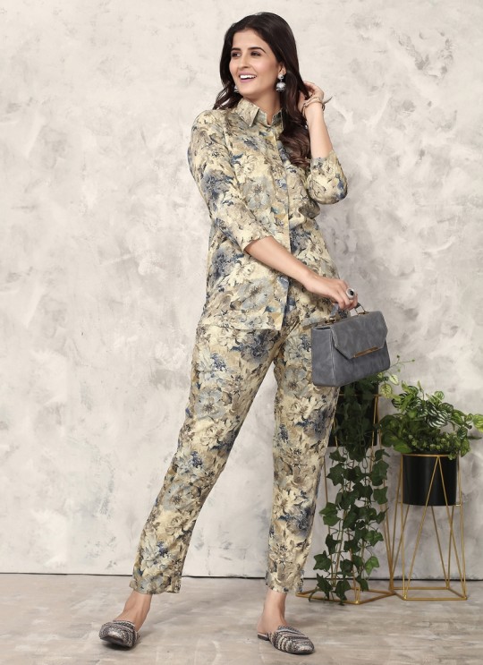 Beige Rayon Readymade Co-ord Set | Digital Print Co-Ord Set Vol-1 771 Beige Rayon Readymade Co-ord Set | Digital Print Co-Ord Set Vol-1 771
