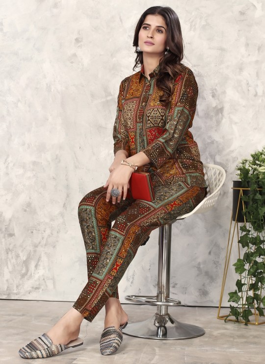 Brown Rayon Readymade Co-ord Set | Digital Print Co-Ord Set Vol-1 773 Brown Rayon Readymade Co-ord Set | Digital Print Co-Ord Set Vol-1 773