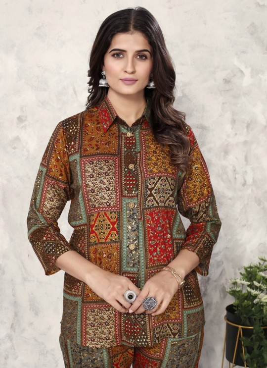 Brown Rayon Readymade Co-ord Set | Digital Print Co-Ord Set Vol-1 773 Brown Rayon Readymade Co-ord Set | Digital Print Co-Ord Set Vol-1 773