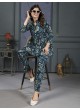 Blue Rayon Readymade Co-ord Set | Digital Print Co-Ord Set Lotus Vol-1 849 Blue Rayon Readymade Co-ord Set | Digital Print Co-Ord Set Lotus Vol-1 849