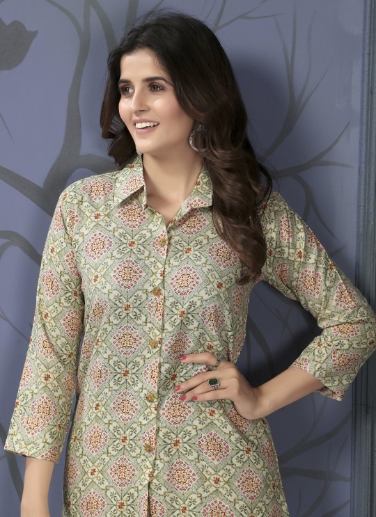 Meadow Green Rayon Readymade Co-ord Set | Digital Print Co-Ord Set Lotus Vol-1 850
