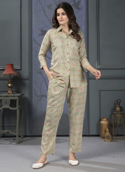 Meadow Green Rayon Readymade Co-ord Set | Digital Print Co-Ord Set Lotus Vol-1 850