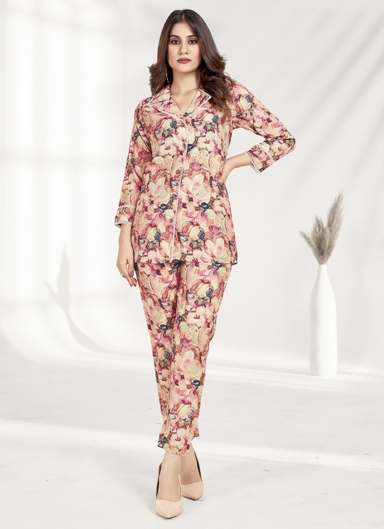 Pink Rayon Readymade Co-ord Set | Digital Print Co-ord Set Milky 802 Pink Rayon Readymade Co-ord Set | Digital Print Co-ord Set Milky 802