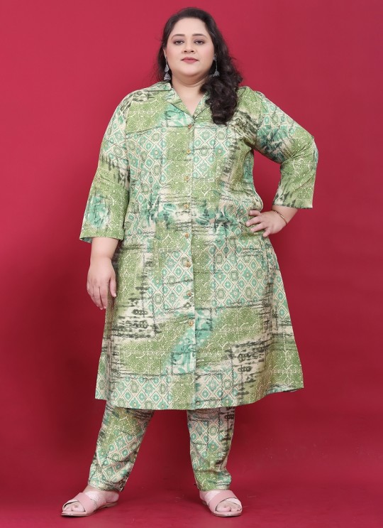 Green Rayon Readymade Co-ord Set | Printed BIG SIZE CO-ORD SET-1 8630 Green Rayon Readymade Co-ord Set | Printed BIG SIZE CO-ORD SET-1 8630