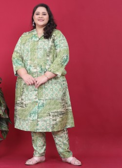 Green Rayon Readymade Co-ord Set | Printed BIG SIZE CO-ORD SET-1 8630