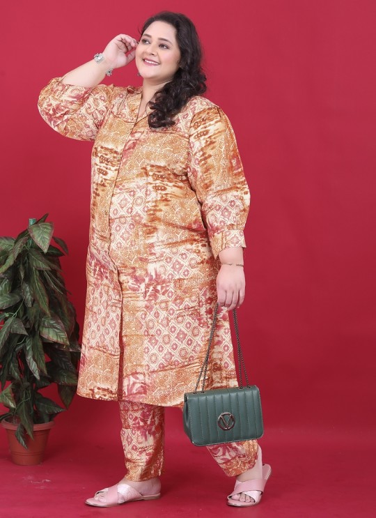 Orange Rayon Co-ord Set | BIG SIZE CO-ORD SET-2 8633