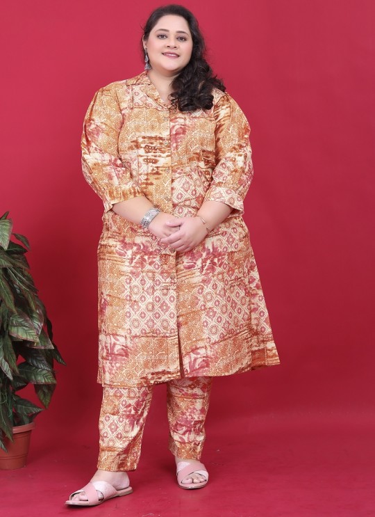 Orange Rayon Co-ord Set | BIG SIZE CO-ORD SET-2 8633