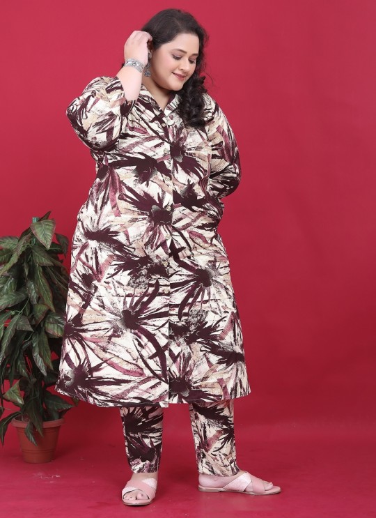 Wine Rayon Co-ord Set | BIG SIZE CO-ORD SET-2 8634