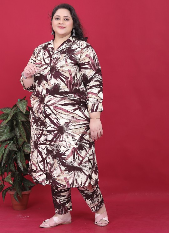 Wine Rayon Co-ord Set | BIG SIZE CO-ORD SET-2 8634